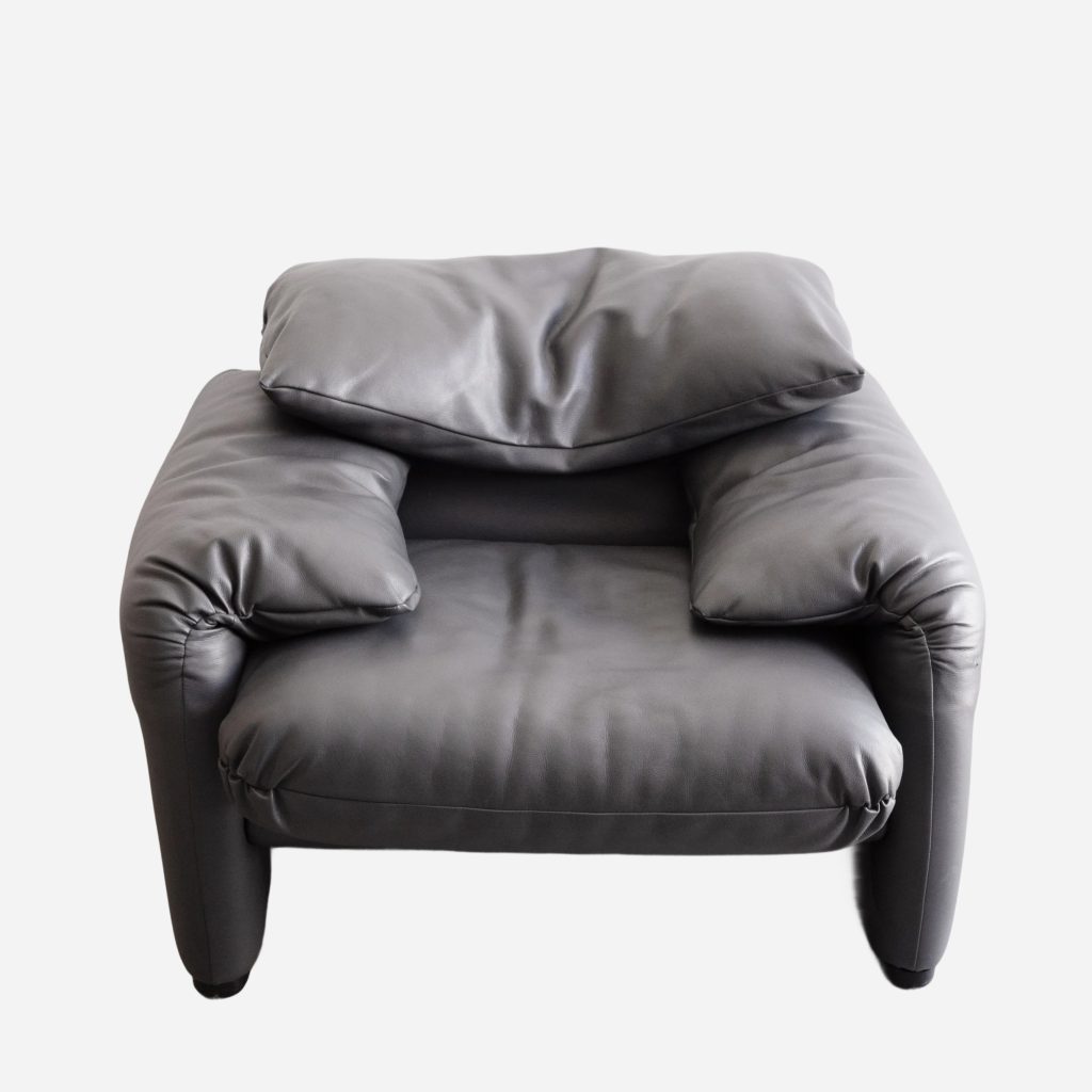 Cassina Maralunga Leather Armchair Grey