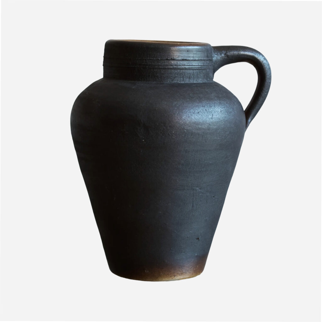 Brown Ceramic Vase with Handle