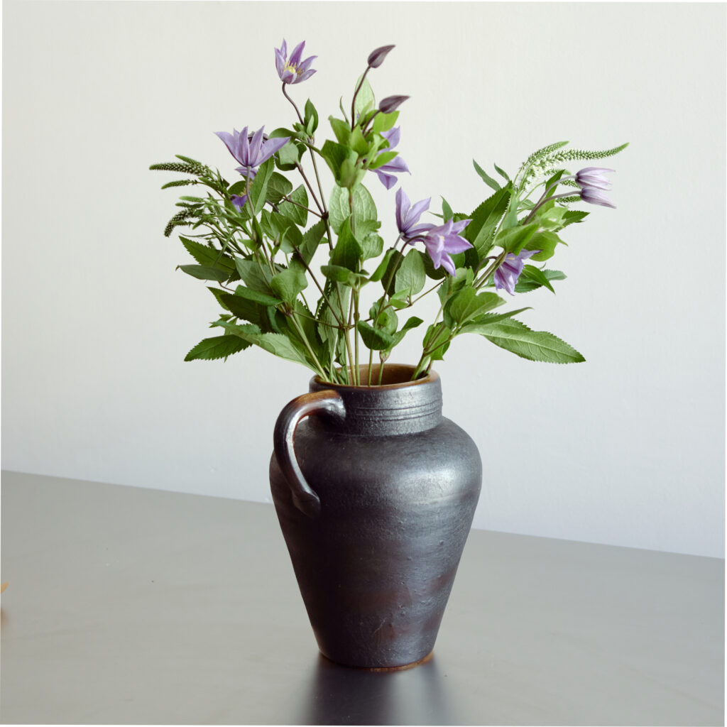 Brown Ceramic Vase with Handle
