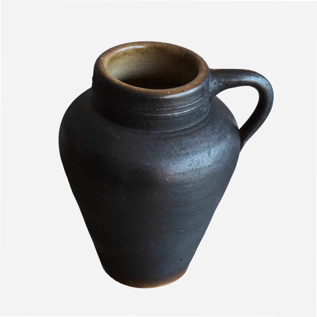 Brown Ceramic Vase with Handle