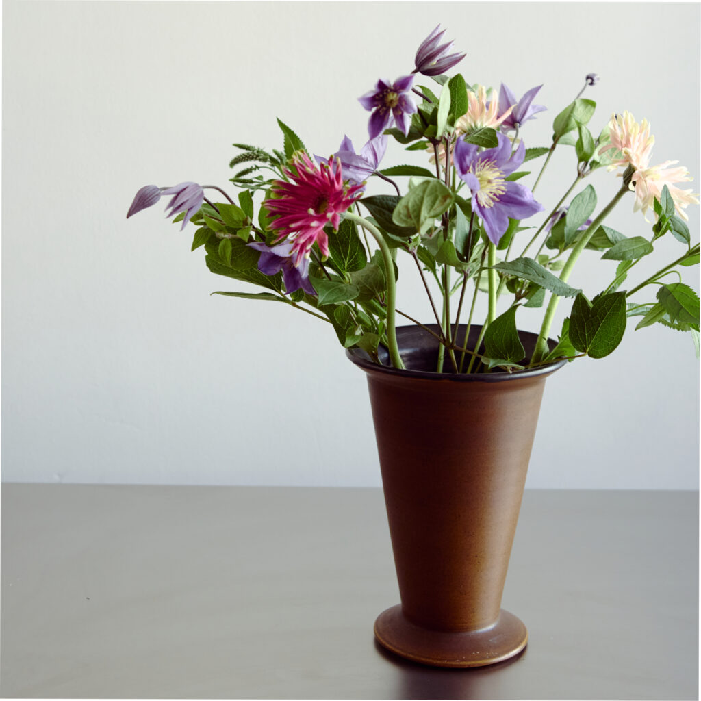 Vintage Matte Brown Ceramic Vase